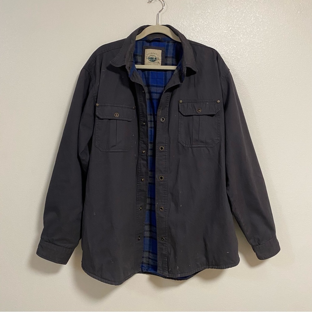 Gioberti Shacket Men’s Size XL Dark Charcoal Blue Plaid Shirt Jacket 100% Cotton